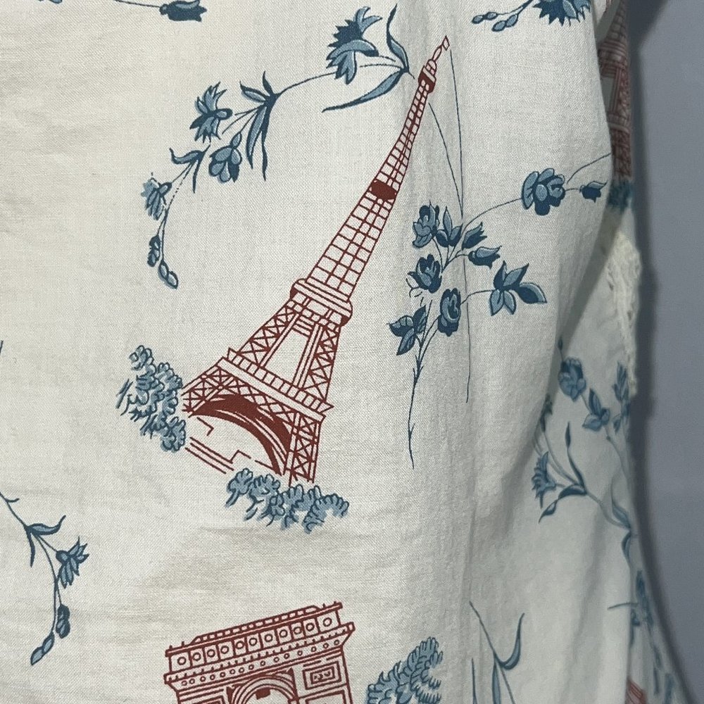 Fossil White & Cream Eiffel Tower Print Sleeveless Cotton Tank Top Size … - Picture 5 of 7